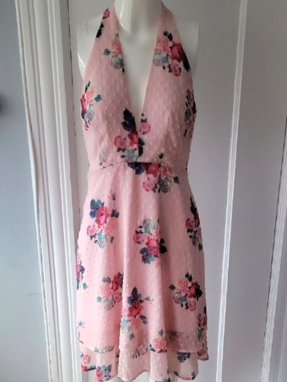 Pink Floral Halter Dress